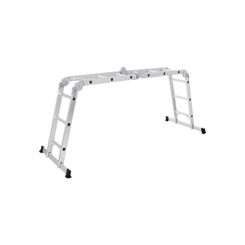 Multifunctionele Aluminium Ladder - met 2 Metalen Platen - Vouwladder - Belasting 150 kg - Zilver