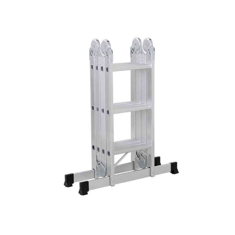 Multifunctionele Aluminium Ladder - met 2 Metalen Platen - Vouwladder - Belasting 150 kg - Zilver