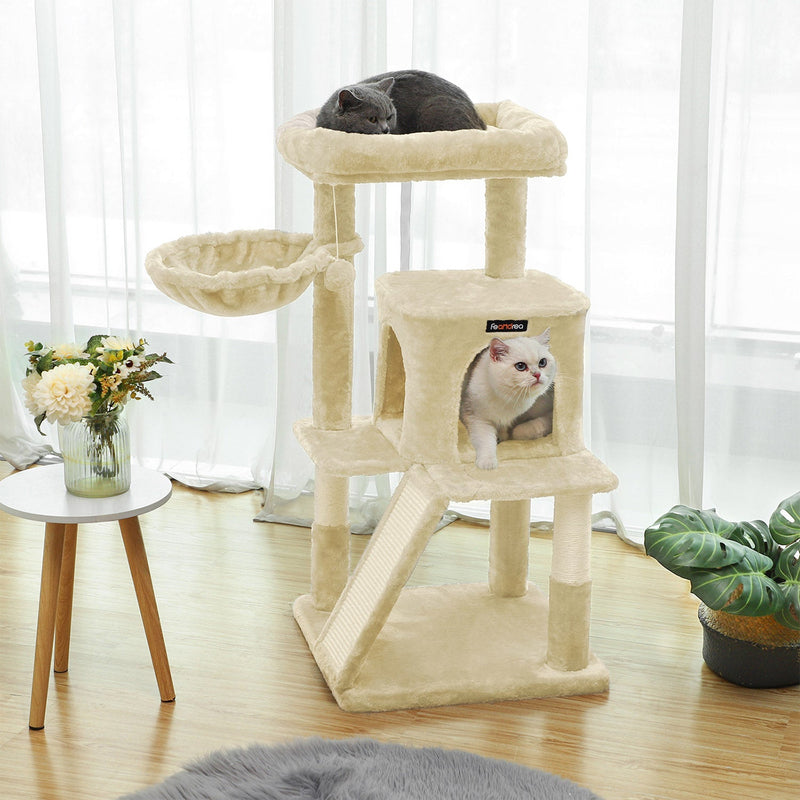 Scratching Post - med stor plattform - crackboard - beige