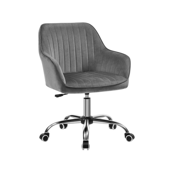 Président de bureau - chaise de bureau - chaise informatique - Chaise en velours - Réglable de hauteur - Chaise pivotante - Gray