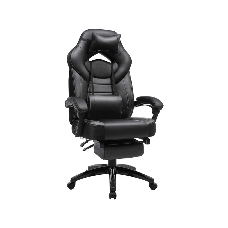 Spelstol - Office Chair - Gamingchair - med fotstöd och huvudstöd - svart