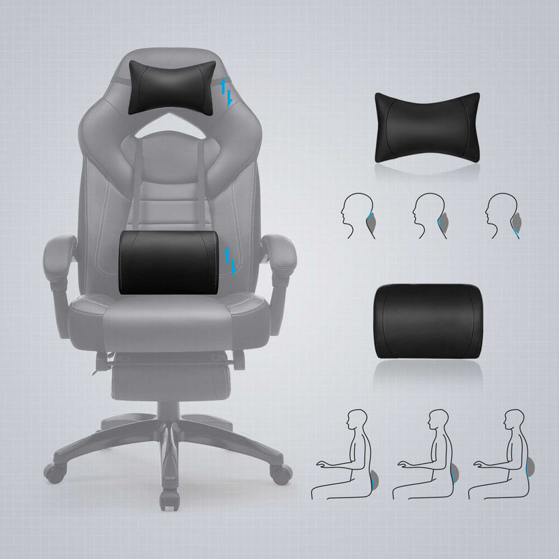 Chaise de jeu - Chaise de bureau - Gamingchair - avec repose-pieds et appuie-tête - noir