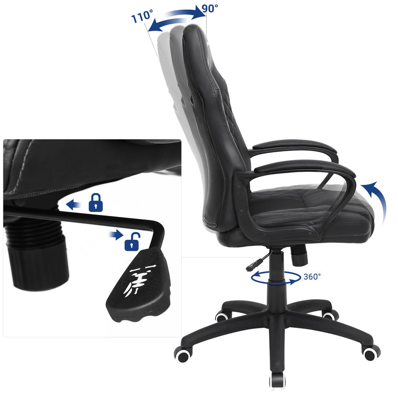 Gaming Chair - Bureaustoel - Met wipfunctie  Racing Chair - S-vormige rugleuning - Zwart