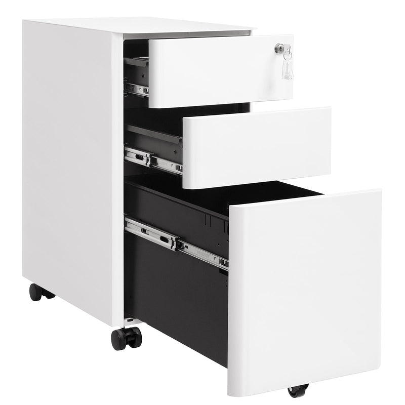 LadeBlok - Archive Cabinet - Office Cabinet - With Wheels and Lock - White