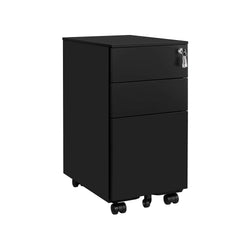 Container mobil - unitate de sertare - CHEST OF HRADEN - Dulap de birou - cu roți - cu blocare - 3 sertare - negru