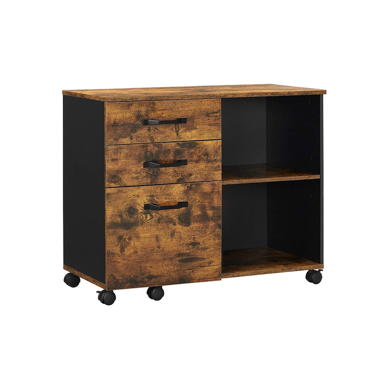 Archiefkast - Boekenkast - Decorkast - Opslagkast - Met wielen - Vintage Bruin