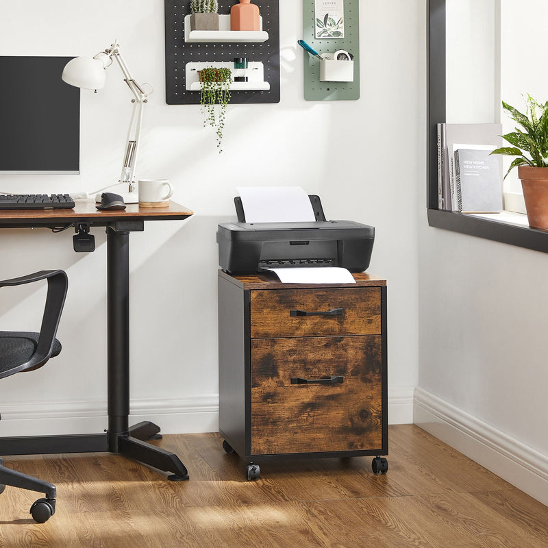 Conteneur en rouleau - Armoire d'archives - avec 2 tiroirs - Armoire de bureau - style industriel