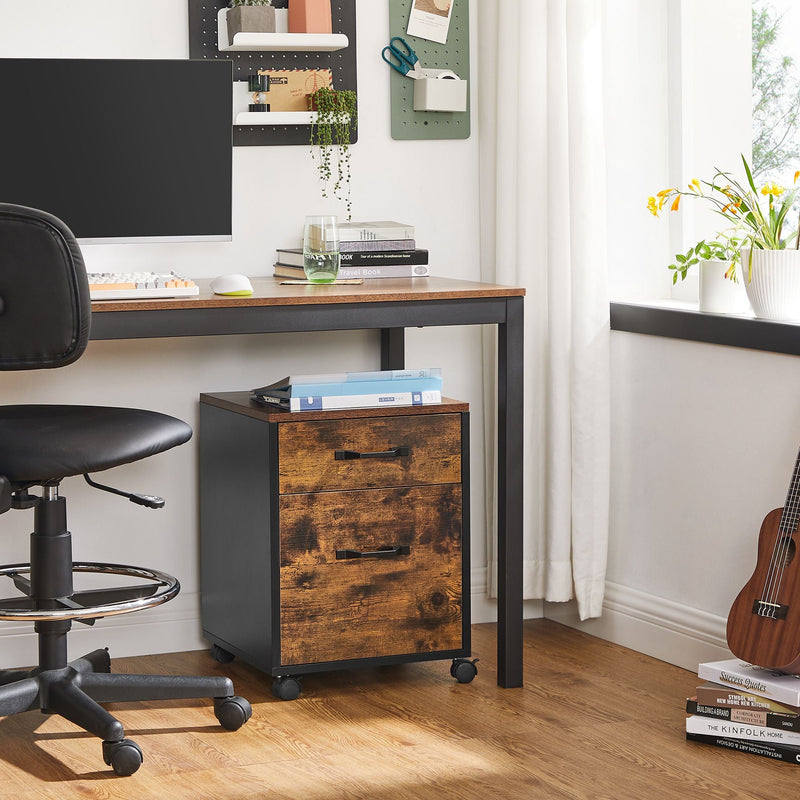 Conteneur en rouleau - Armoire d'archives - avec 2 tiroirs - Armoire de bureau - style industriel