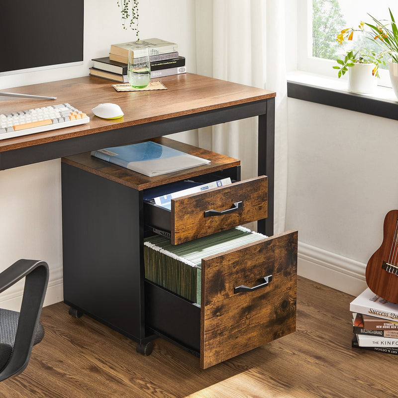 Conteneur en rouleau - Armoire d'archives - avec 2 tiroirs - Armoire de bureau - style industriel