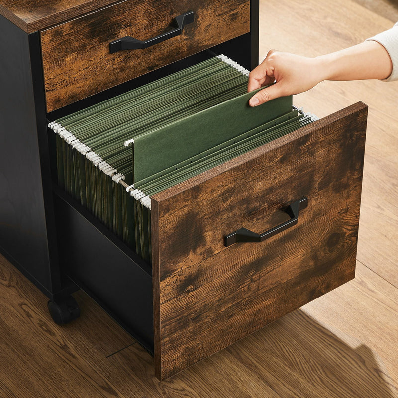 Conteneur en rouleau - Armoire d'archives - avec 2 tiroirs - Armoire de bureau - style industriel