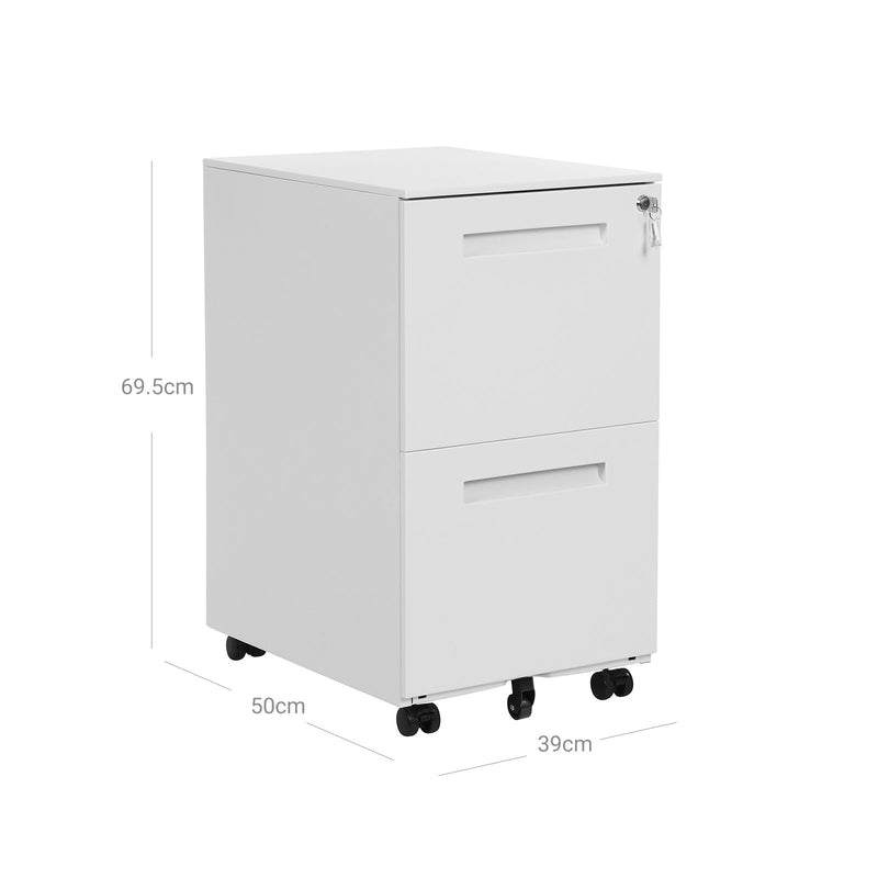 Container Drawer Unit - CHEST OF TRUBERS - Office Cabinet - Mobile - Archive Cabinet - Med 2 skuffer, låsbar