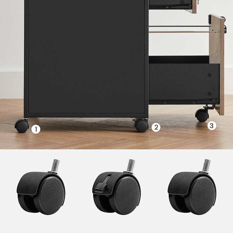 Ladeblok - Archive Cabinet - Office Cabinet - With Wheels - Grey /Black