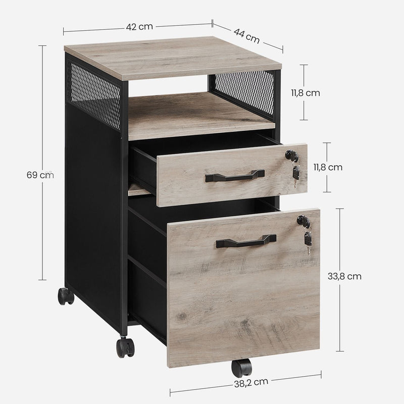 Ladeblok - Archive Cabinet - Office Cabinet - With Wheels - Grey /Black