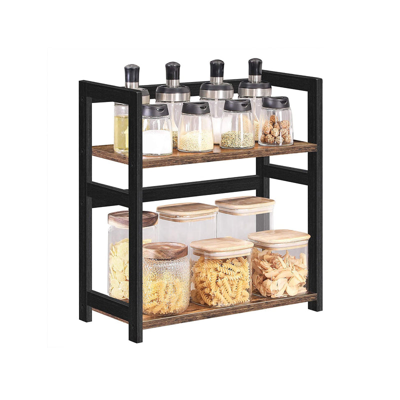 Rack Herb - Stockage aux herbes - Rack de cuisine - Stockage de cuisine - en bois - comptoir - marron / noir