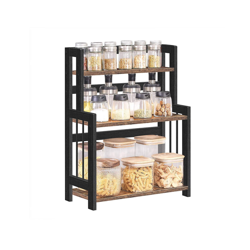 Herb Rack cu 3 niveluri - Rack de bucătărie - Stocare Rack - Maro / Negru