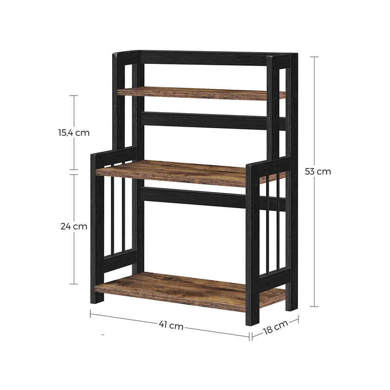 Rack herbe avec 3 niveaux - Rack de cuisine - Rack de rangement - marron / noir