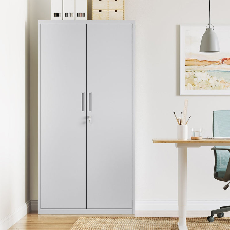 Armoire d'archives avec 2 portes - Cabinet de bureau - Gray