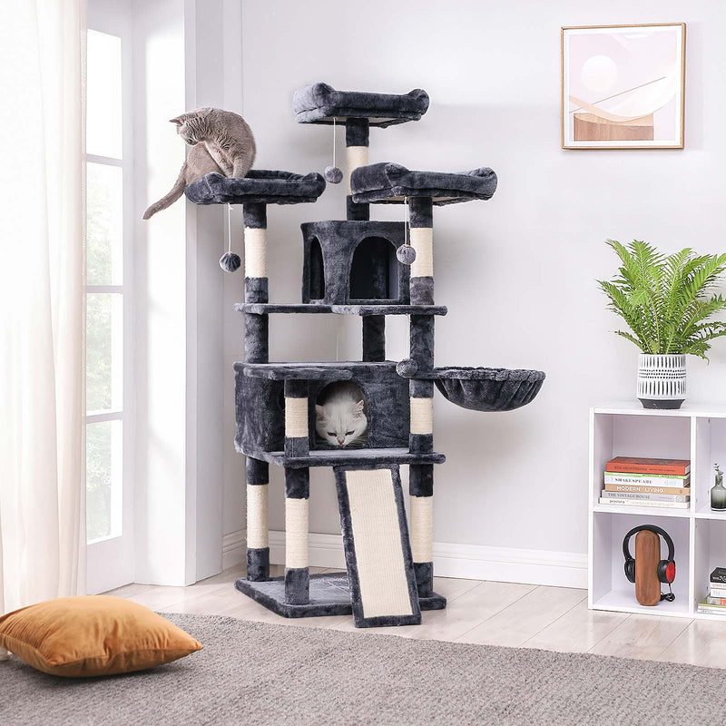 Scratching Post - XXL Scratching Post - 3 Platforme - Stram blad - 172 cm - Røggrå