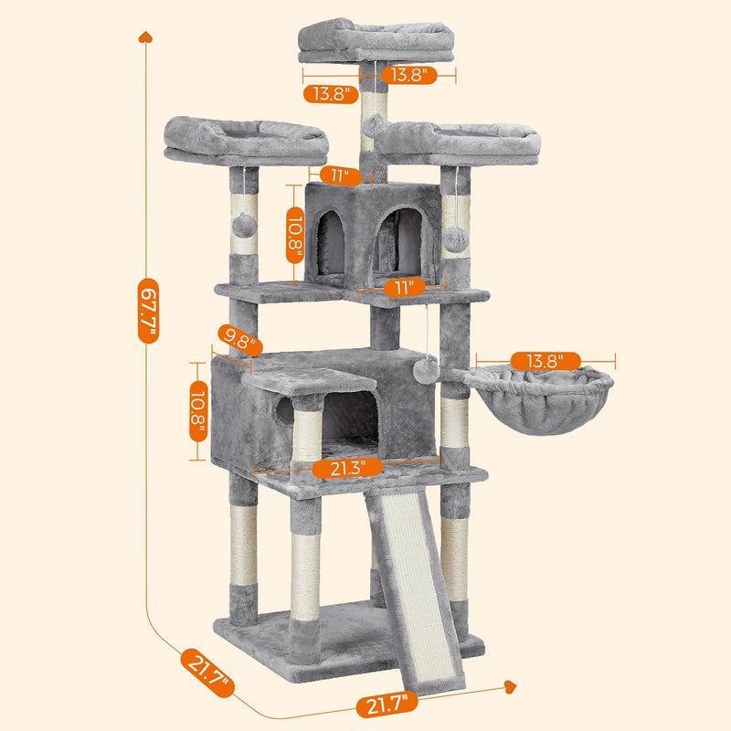 Xxl Scratching Post - 168 cm de haut - gris clair