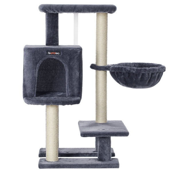 Scratching Post - avec plate-forme - tapis de martonnage - Couvercle souple - 84 cm - gris fumé