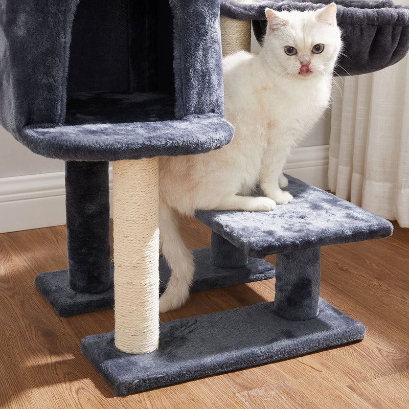 Scratching Post - med plattform - hammat - mjuk täckning - 84 cm - rökgrå