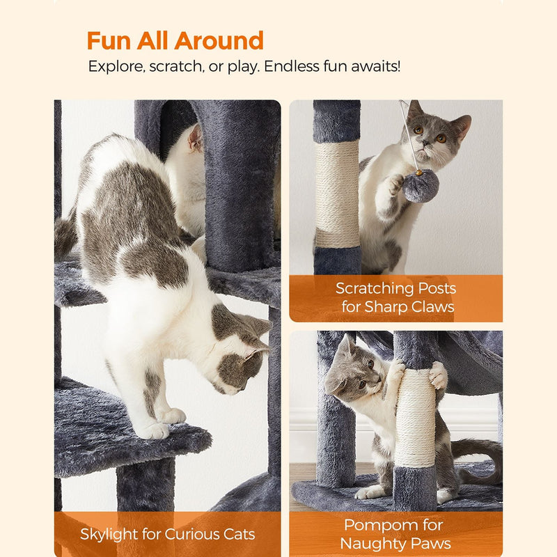 Scratching Post - avec hamac - Cat Tree - Gray fumé