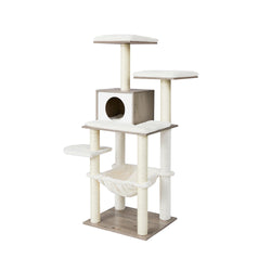 Cat Tree - Modern - Cat Meubles - Scratching Post - Avec plusieurs niveaux - Trou câlin - Hamac - Beige