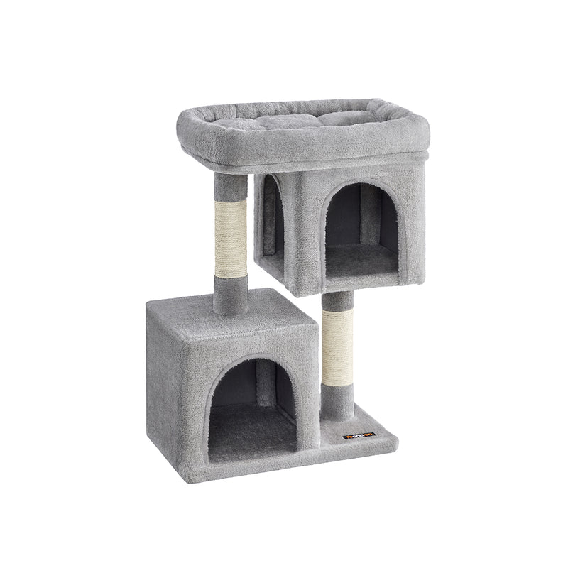 Scratching Post - Cat Tree - Med stor platform - 84 cm høj - lysegrå