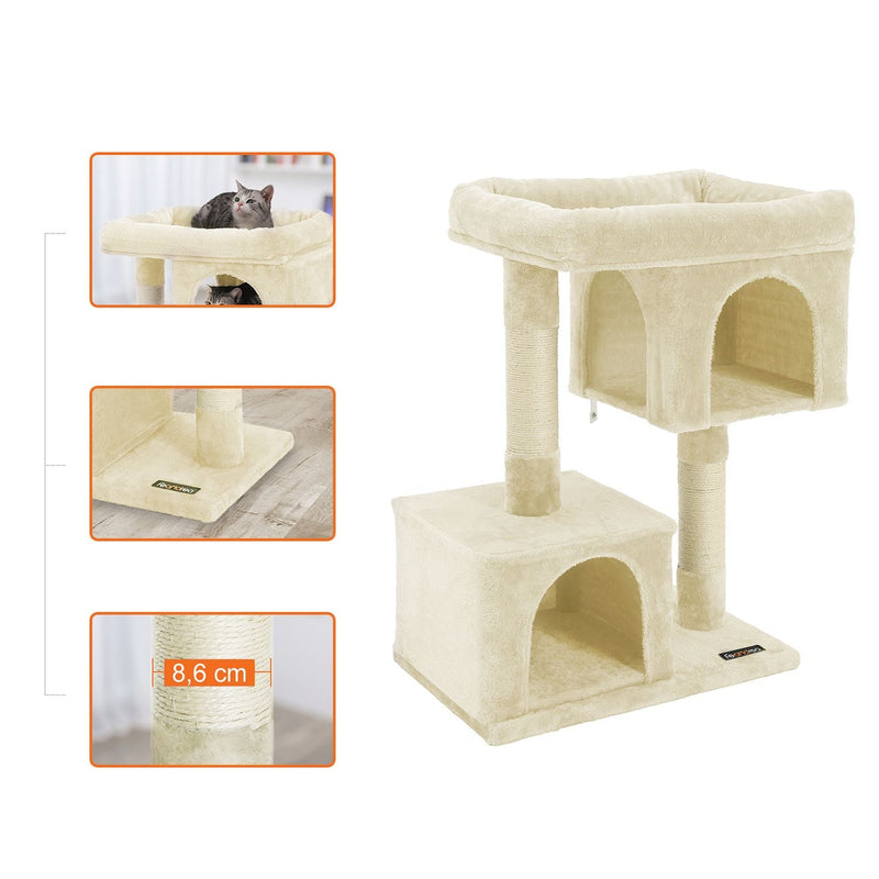 Scratching Post - Cats Sleep Spot - 2 huller - med platform - 84 cm - beige