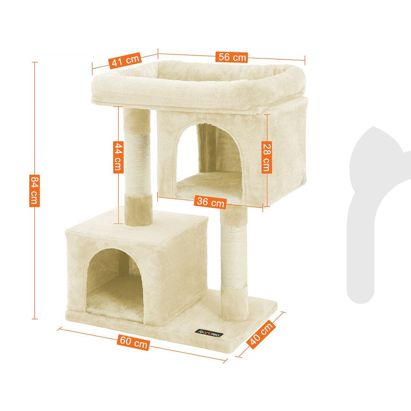 Scratching Post - Katter Sleep Spot - 2 hål - med plattform - 84 cm - Beige