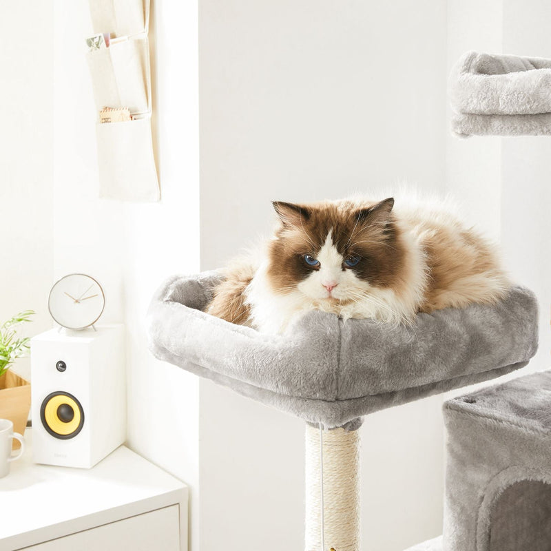 Scratching Post - Cat House - avec hamac - 150 cm - gris clair