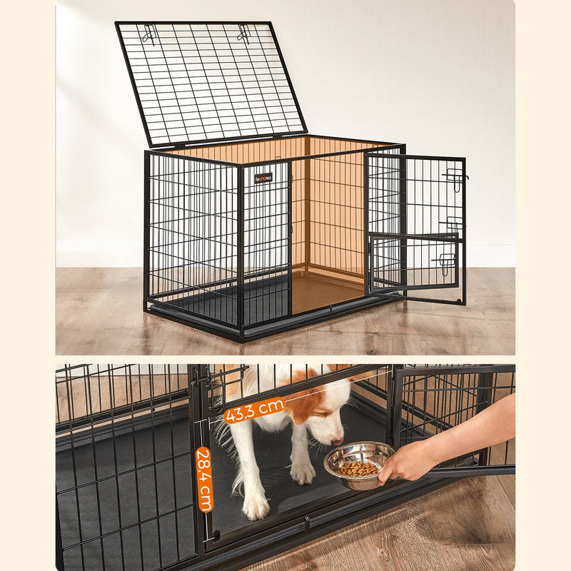 Cage pentru câini - Box Mesh - Puppy Run XL - cu 2 uși - 107 x 70 x 74,9 cm - negru