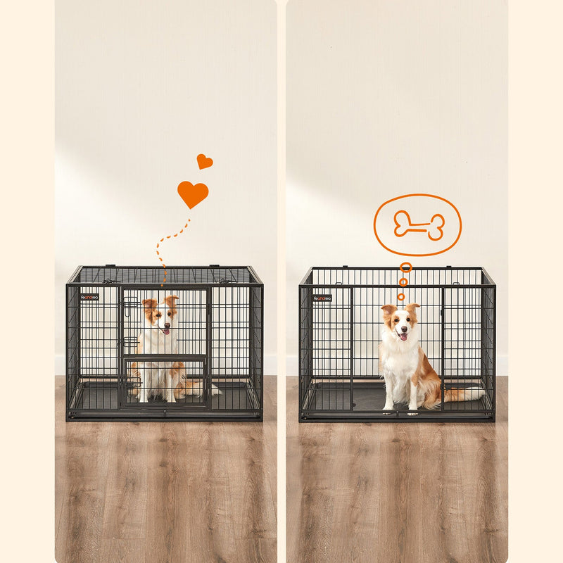 Cage pentru câini - Box Mesh - Puppy Run XL - cu 2 uși - 107 x 70 x 74,9 cm - negru