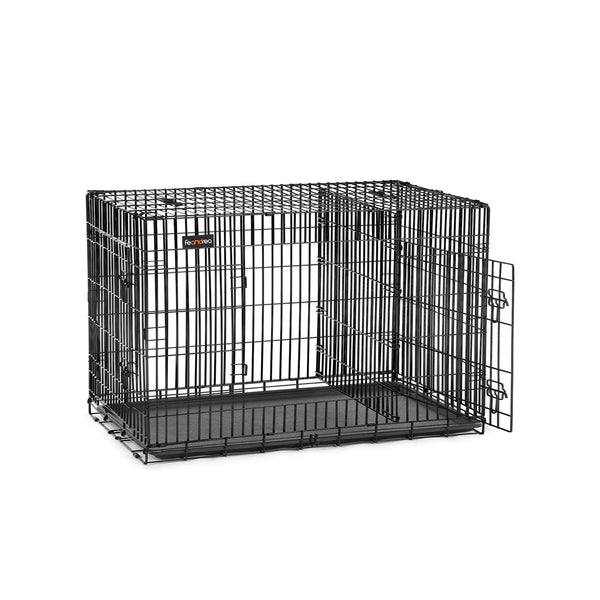 Hundbur - hundbox - 2 dörrar - 107 x 70 x 77,5 cm - svart