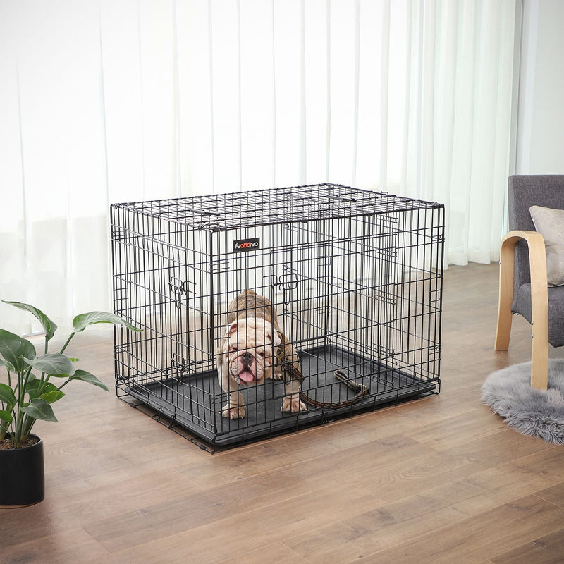 Cage de chien - boîte de chien - 2 portes - 107 x 70 x 77,5 cm - noir