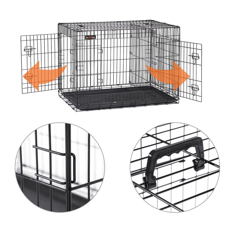 Cage de chien - boîte de chien - 2 portes - 107 x 70 x 77,5 cm - noir