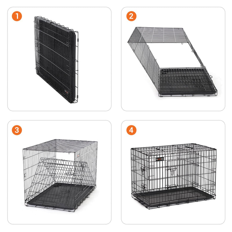 Cage de chien - boîte de chien - 2 portes - 107 x 70 x 77,5 cm - noir