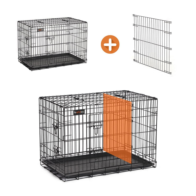 Dog Cage - Dog Box - 2 Doors - 107 x 70 x 77,5 cm - Sort