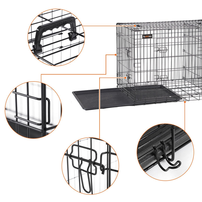 Cage de chien - boîte de chien - 2 portes - 107 x 70 x 77,5 cm - noir