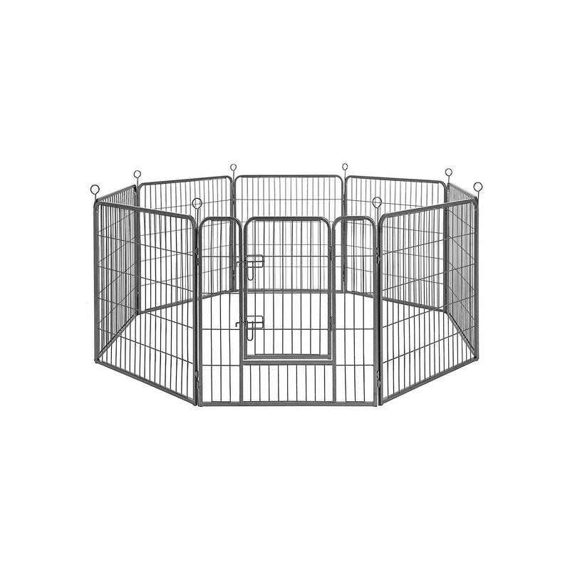 Puppyren - Dierenbox  - Met 8 roosterplaten - Buitenverblijf - Grijs