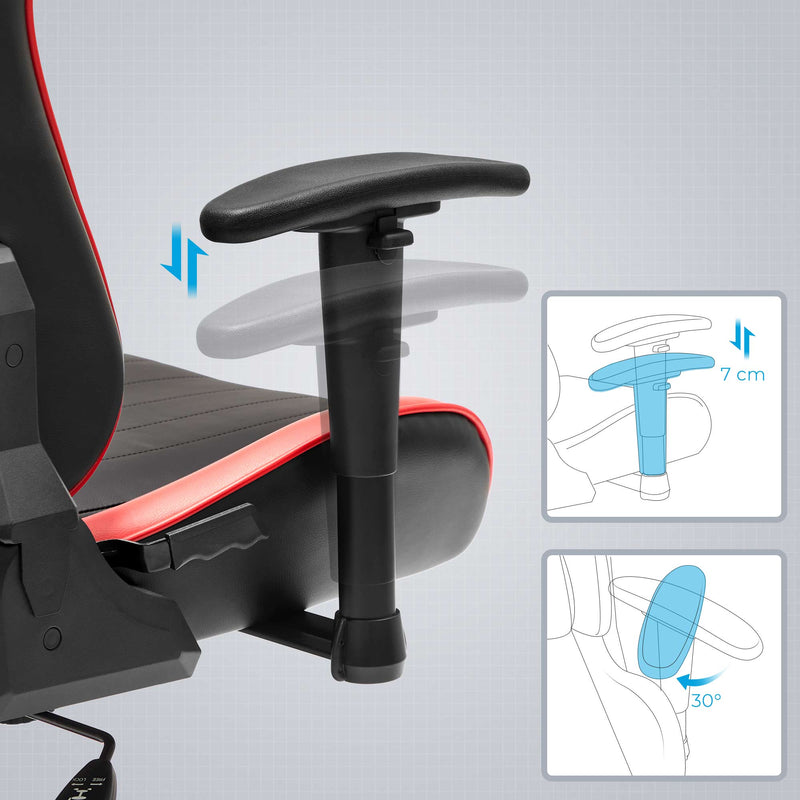 Gamingstoel -  Bureaustoel - Ergonomische Bureaustoel - Verstelbare armleuningen - Zwart / Rood