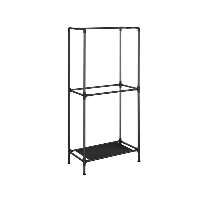 Rack de vêtements - avec 3 tiges suspendues et étagère de tissu - noir