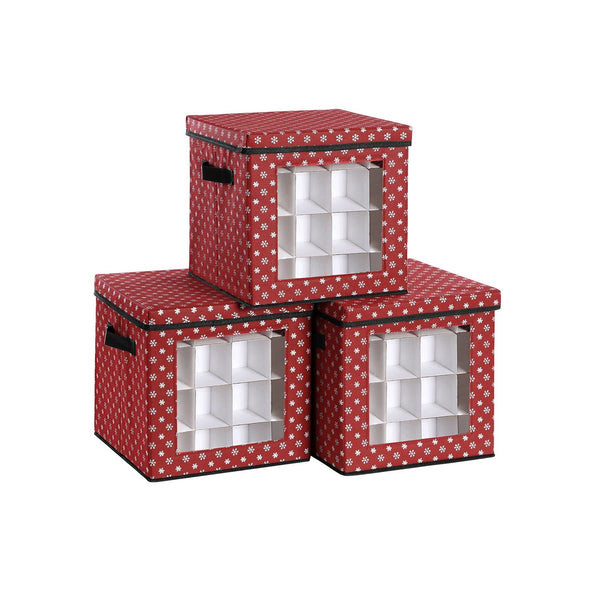 Boîtes de rangement pour les balles de Noël - Ensemble de 3 boîtes pliantes - 64 petits compartiments par boîte