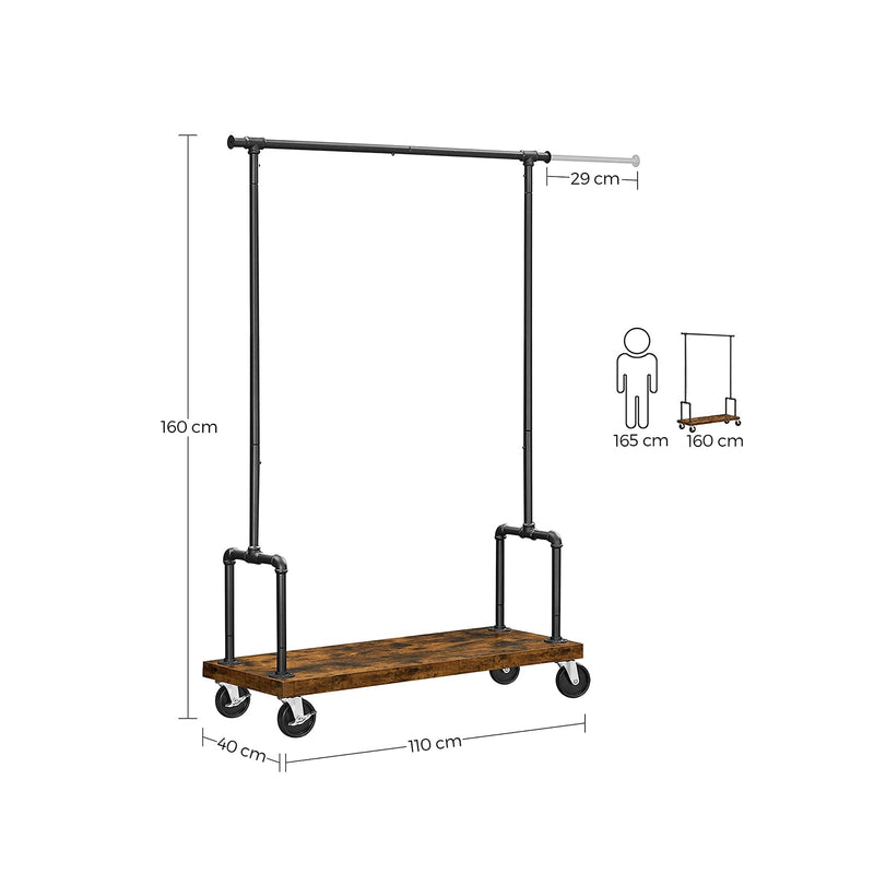 Rack de vêtements - Rack de manteau - canne de vêtements - sur roues - extensible - avec planche