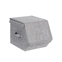 Boîte de rangement empilable - avec couvercle - Ensemble de 3 - gris