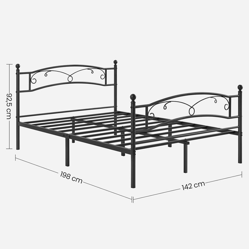 Double Bed - Bed Frame - Metal Bedste - Sort