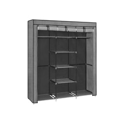 Armoire en tissu - armoire - avec 2 tiges de vêtements - avec tissue de tissu en tissu - gris