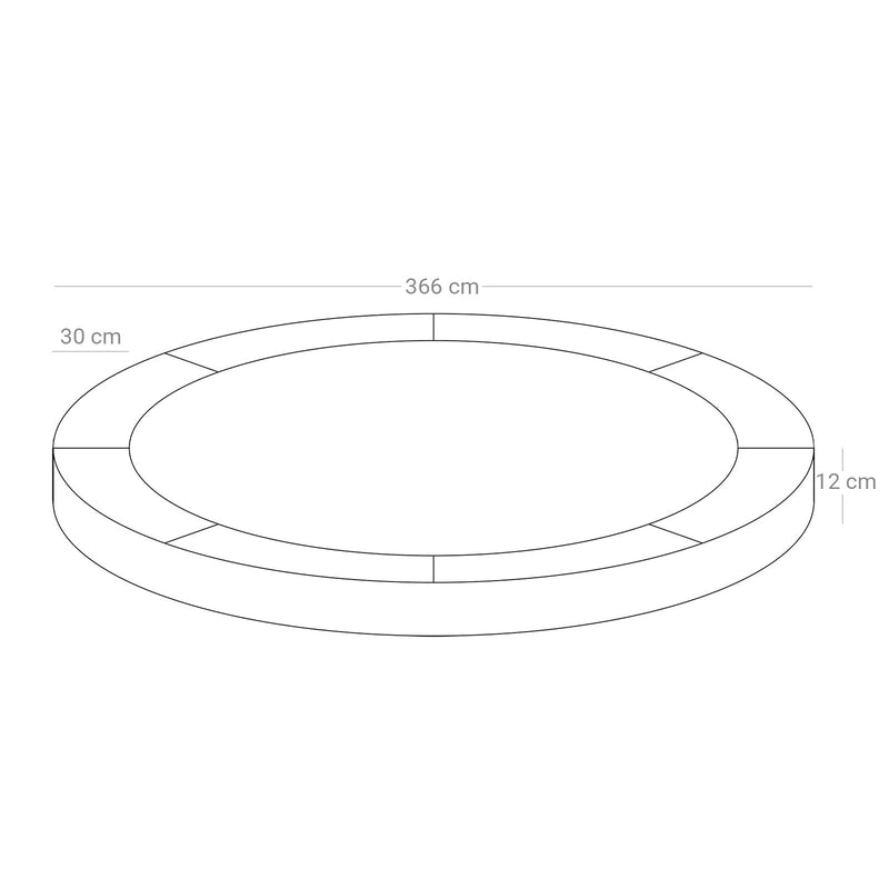 Trampoline randafdekking - Veiligheidsmat - Ø 366 cm - Blauw