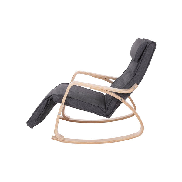 Relaxfauteuil - Schommelstoel - Relaxstoel - Met voetsteun - Donkergrijs