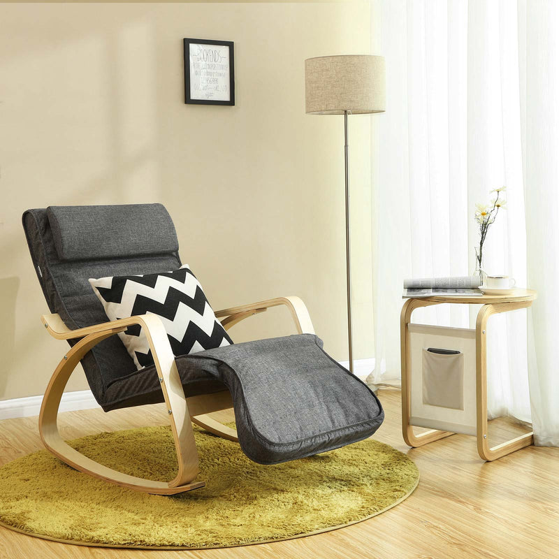 Détendez le fauteuil - chaise à bascule - Chaise de détente - avec repose-pieds - gris foncé